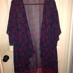 Lula Roe fringed kimono/ duster cover up size L